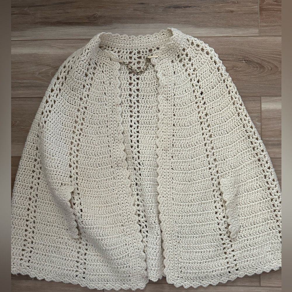 Vintage Handcrafted Knit Cape w/Vintage Sweater clip